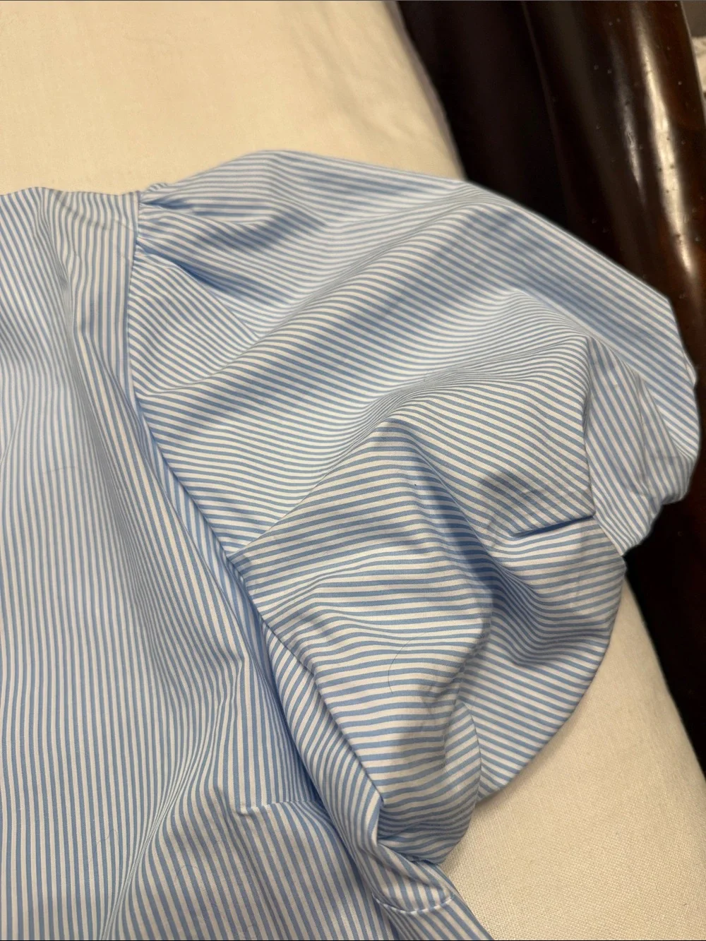 kate spade Blue & White Pinstripe Puff Sleeve Top with Front Bows XL